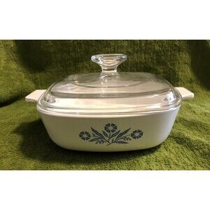 Corning Ware Vintage 1 qt P-1-B Casserole Dimple Lid Cornflower Blue Made in USA